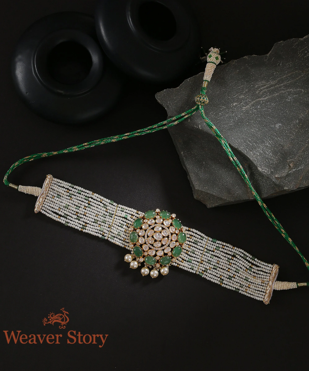 Zayan Choker with Moissanite Polki Crafted in Pure Silver