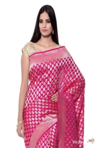 Hot_Pink_Banarasi_Katan_Silk_Saree_WeaverStory_01