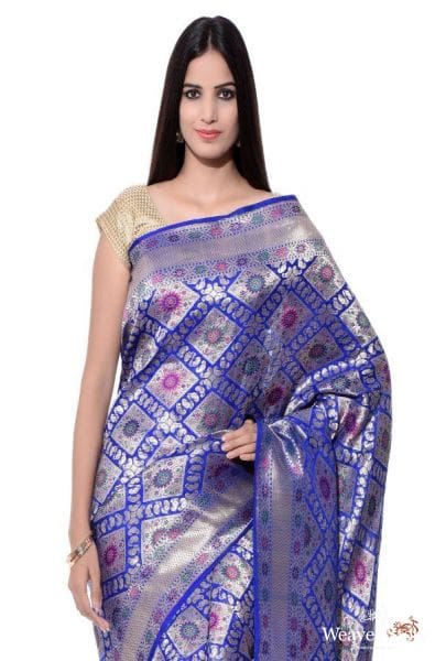 Royal_blue_banarsi_Saree_with_barfi_tukda_WeaverStory_01