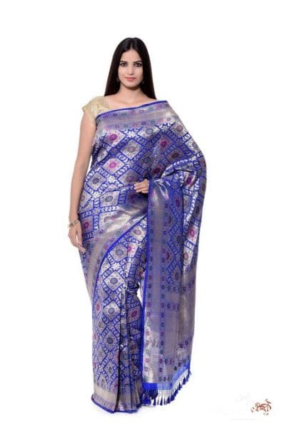 Royal_blue_banarsi_Saree_with_barfi_tukda_WeaverStory_04