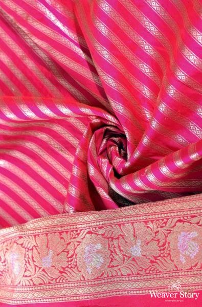 Hot_pink_kadhwa_jangla_with_hibiscus_flower_WeaverStory_03