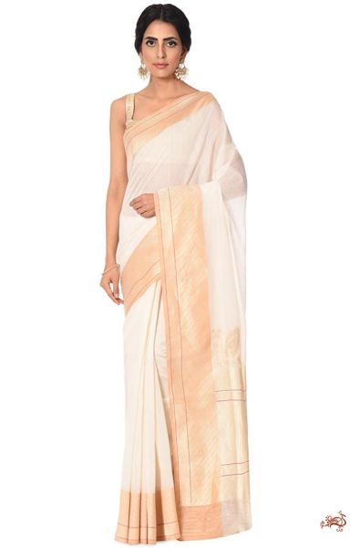 Handloom_Pure_cotton_plain_Sarees_with_konia_Pallu_and_heavy_blouse_-_OffWhite_WeaverStory_04