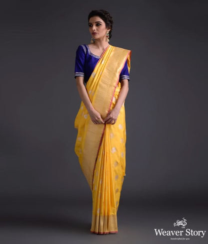 Yellow_Gulab_Boota_Saree_WeaverStory_03