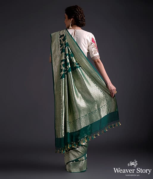 Sea_Green_Handwoven_Banarasi_georgette_jangla_WeaverStory_03