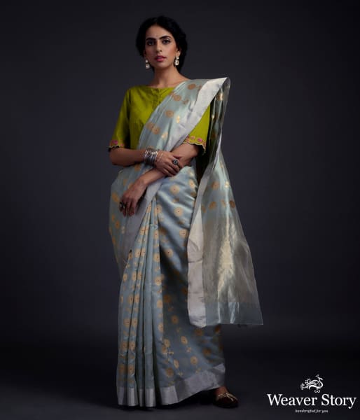 Powder_blue_Chanderi_silk_saree_with_floral_motifs_WeaverStory_02