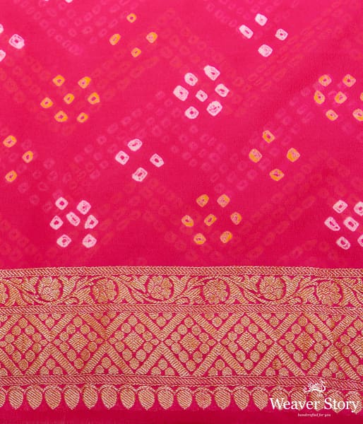 Pink_Bandhej_saree_With_Kadhwa_booti_and_chevron_tie_and_the_WeaverStory_05