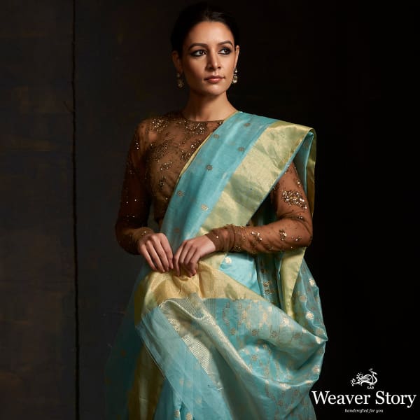 Light_Blue_cotton_silk_chanderi_saree_with_gold_zari_weave_WeaverStory_01