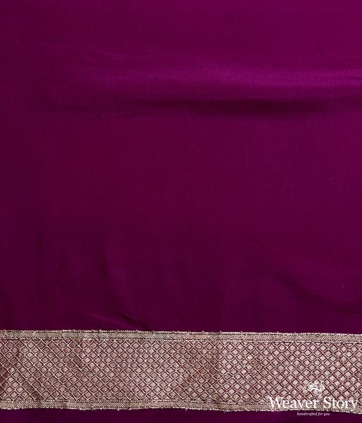 Purple_Banarasi_Georgette_Saree_with_Chevrons_WeaverStory_05