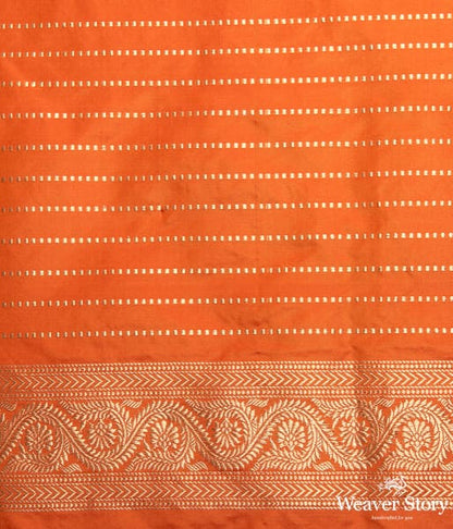 Pista_Green_Kadhiyal_banarasi_Saree_with_Orange_kadhwa_Border_WeaverStory_05