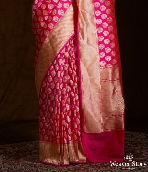 Handwoven_pink_katan_silk_saree_with_floral_motifs_and_zari_border_WeaverStory_04