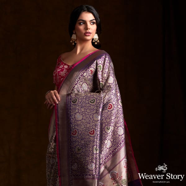 Purple_katan_silk_broacde_saree_with_meenakari_WeaverStory_01