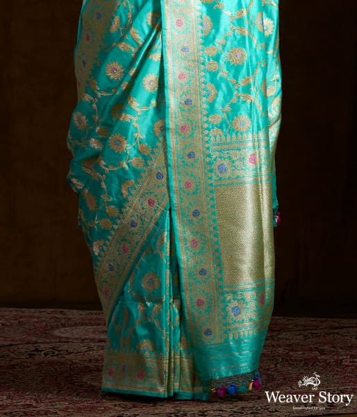 Sea_Green_Handwoven_kadhwa_banarasi_jangla_WeaverStory_04