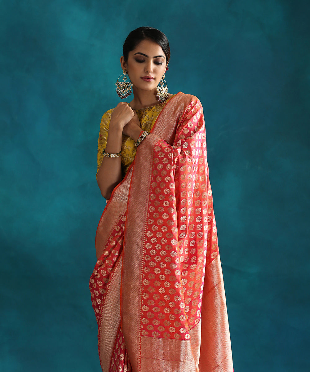 Pink_And_Peach_Handloom_Pure_Katan_Silk_Banarasi_Saree_With_Cutwork_Booti_WeaverStory_01