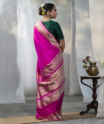 Pink_Handloom_Kadhwa_Pure_Katan_Silk_Banarasi_Saree_with_Border_Plain_WeaverStory_03