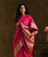 Hot_Pink_Handloom_Pure_Katan_Silk_Banarasi_Saree_With_Floral_Border_and_Kadhwa_Booti_WeaverStory_01