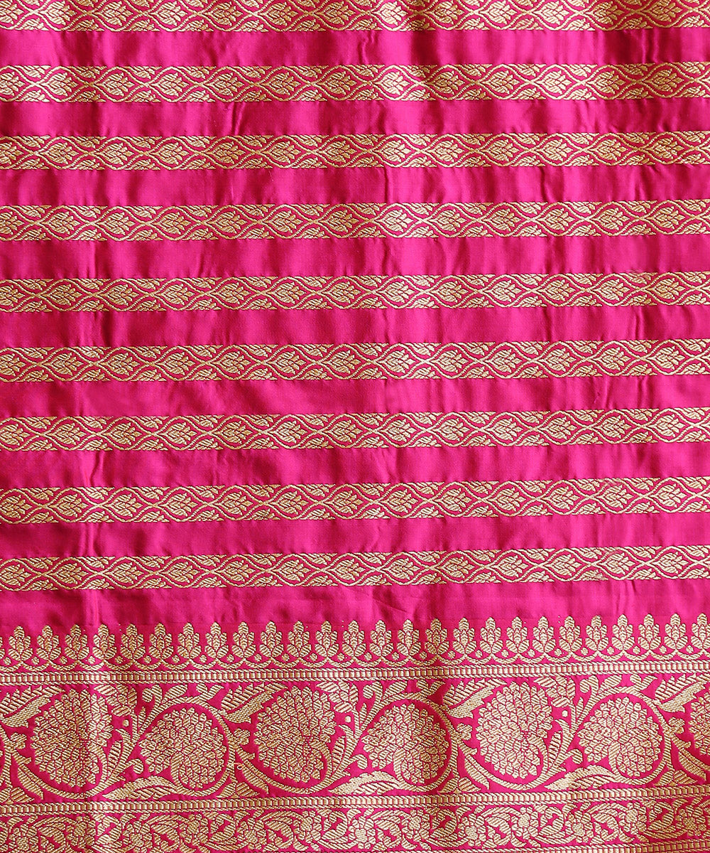 Hot_Pink_Handloom_Pure_Katan_Silk_Banarasi_Saree_With_Floral_Border_and_Kadhwa_Booti_WeaverStory_05