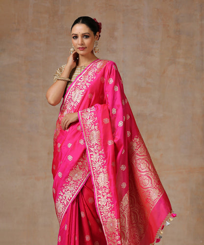 Pink_Handloom_Pure_Katan_Silk_Banarasi_Saree_With_Cutwork_Booti_WeaverStory_01