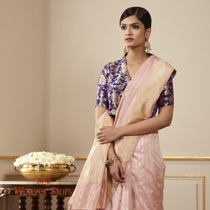 Handloom_Blush_Pink_Self_Stripes_Saree_with_Diagonal_Border_WeaverStory_01