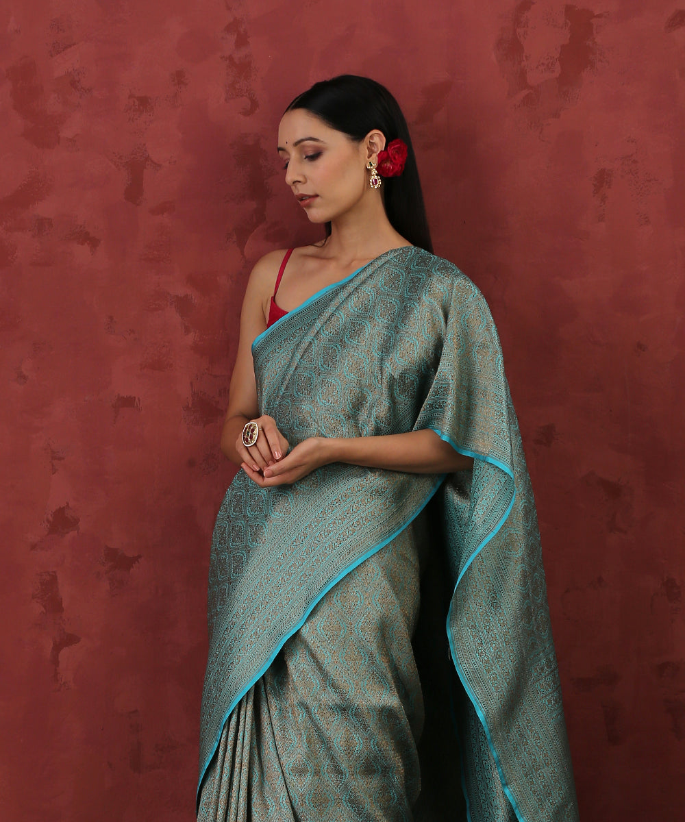 Handloom_Turqouise_Blue_Pure_Katan_Silk_Kimkhab_Banarasi_Saree_With_Antique_Zari_WeaverStory_01