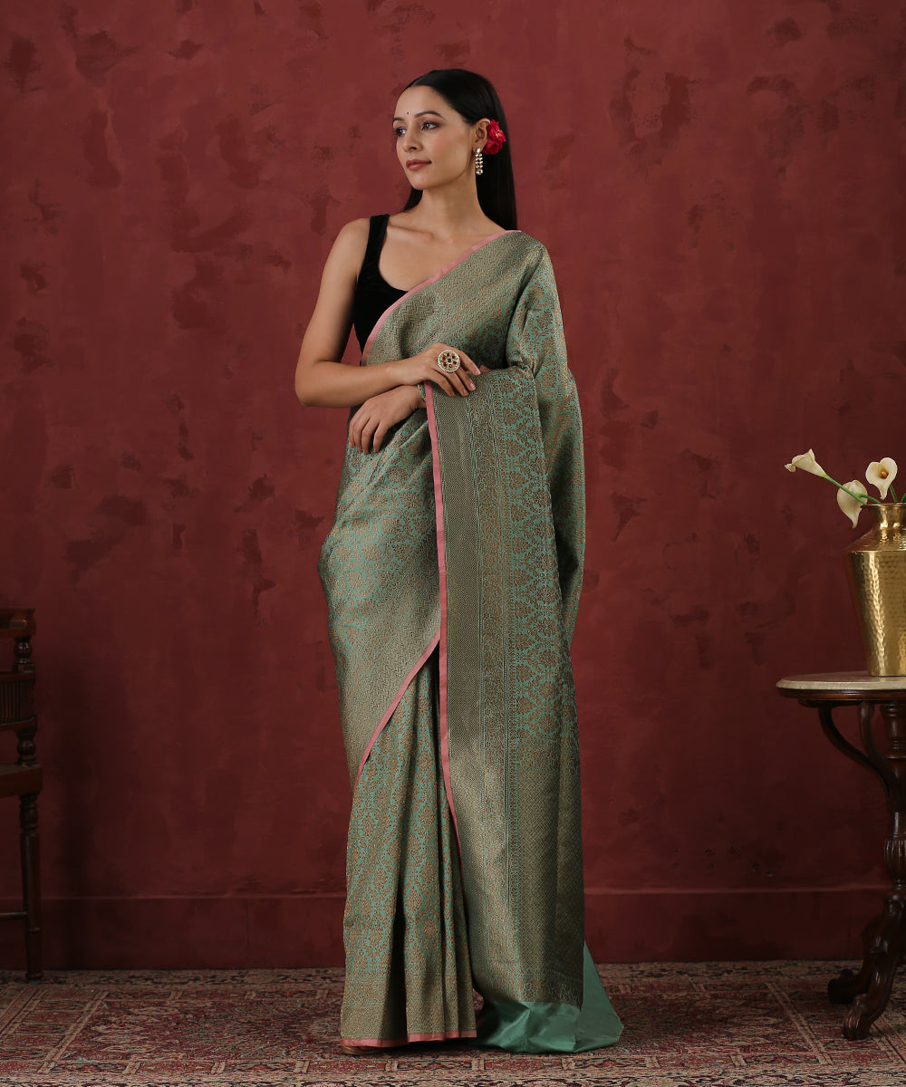 Handloom_Sage_Green_Pure_Katan_Silk_Kimkhab_Banarasi_Saree_With_Antique_Zari_WeaverStory_02