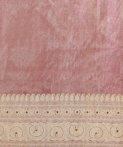 Handloom_Pink_Silk_Tissue_Banarasi_Saree_With_Mustard_Meenakari_and_Booti_WeaverStory_05