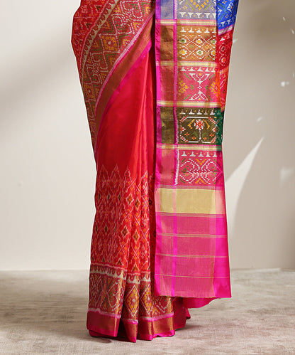 Handloom_Pink_Pure_Mulberry_Silk_Patola_Saree_With_Multicolor_Border_WeaverStory_04