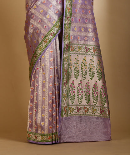 Lavender_Handloom_Silk_Tissue_Banarasi_Saree_With_Meenakari_Satin_Booti_WeaverStory_04