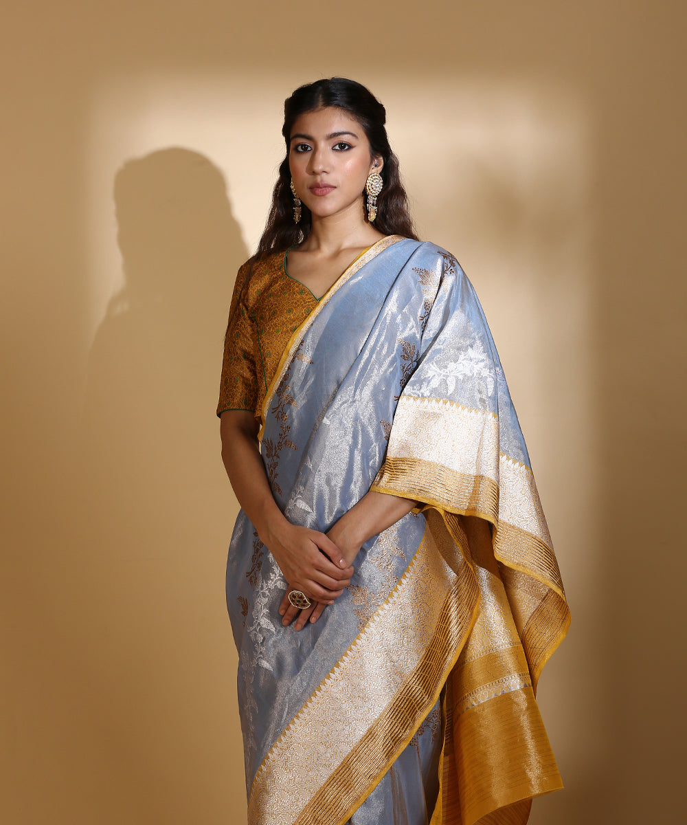 Yellow_And_Grey_Handloom_Silk_Tissue_Banarasi_Saree_With_Aada_Zari_Jaal_WeaverStory_01