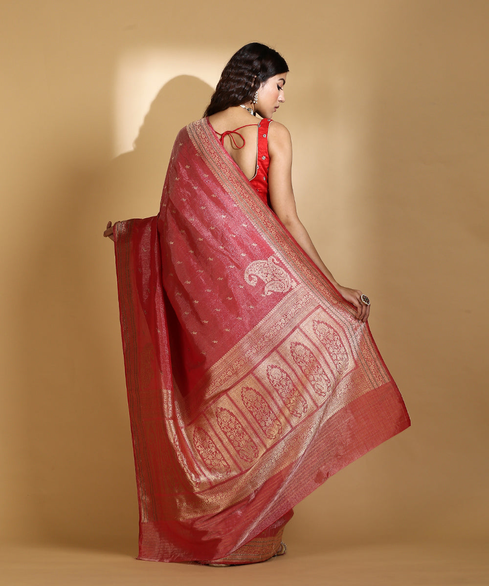 Handloom_Red_Pure_Cotton_Tissue_Banarasi_Saree_With_Real_Zari_and_Heavy_Pallu_WeaverStory_03