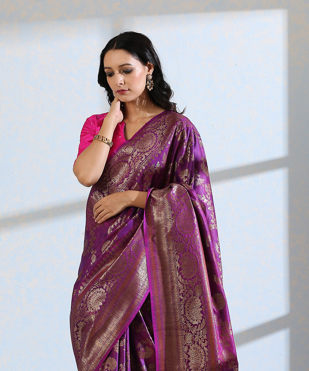 Purple_Handloom_Dupion_Silk_Banarasi_Saree_With_All_Over_Antique_Zari_Jaal_WeaverStory_01