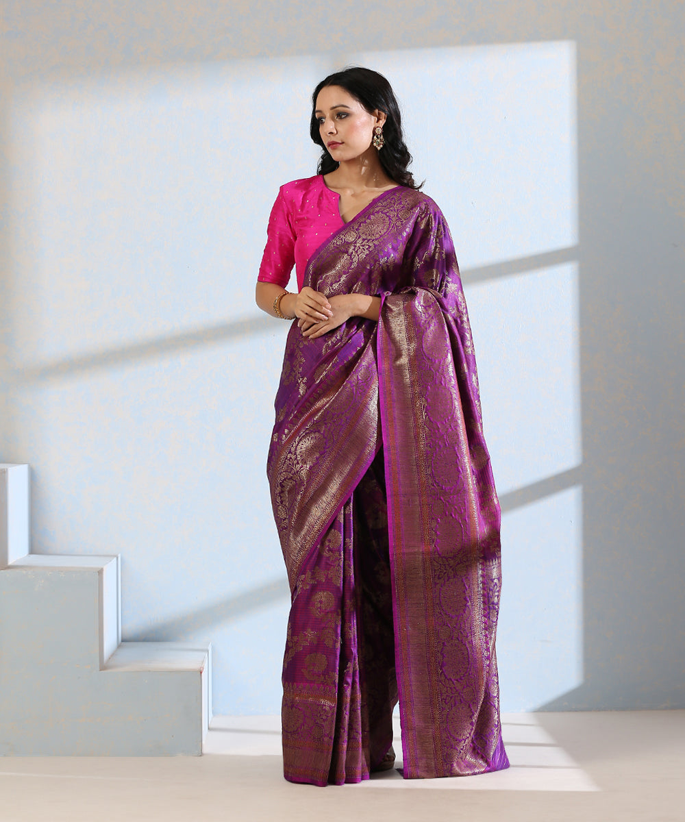 Purple_Handloom_Dupion_Silk_Banarasi_Saree_With_All_Over_Antique_Zari_Jaal_WeaverStory_02