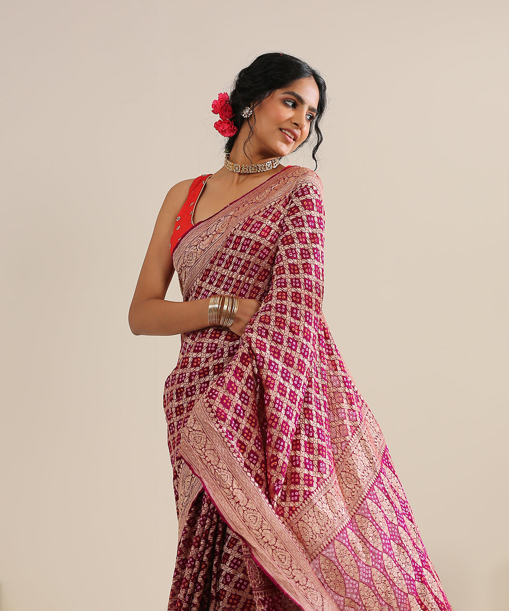 Handloom_Purple_Georgette_Banarasi_Bandhej_Saree_With_Broad_Zari_Border_WeaverStory_01