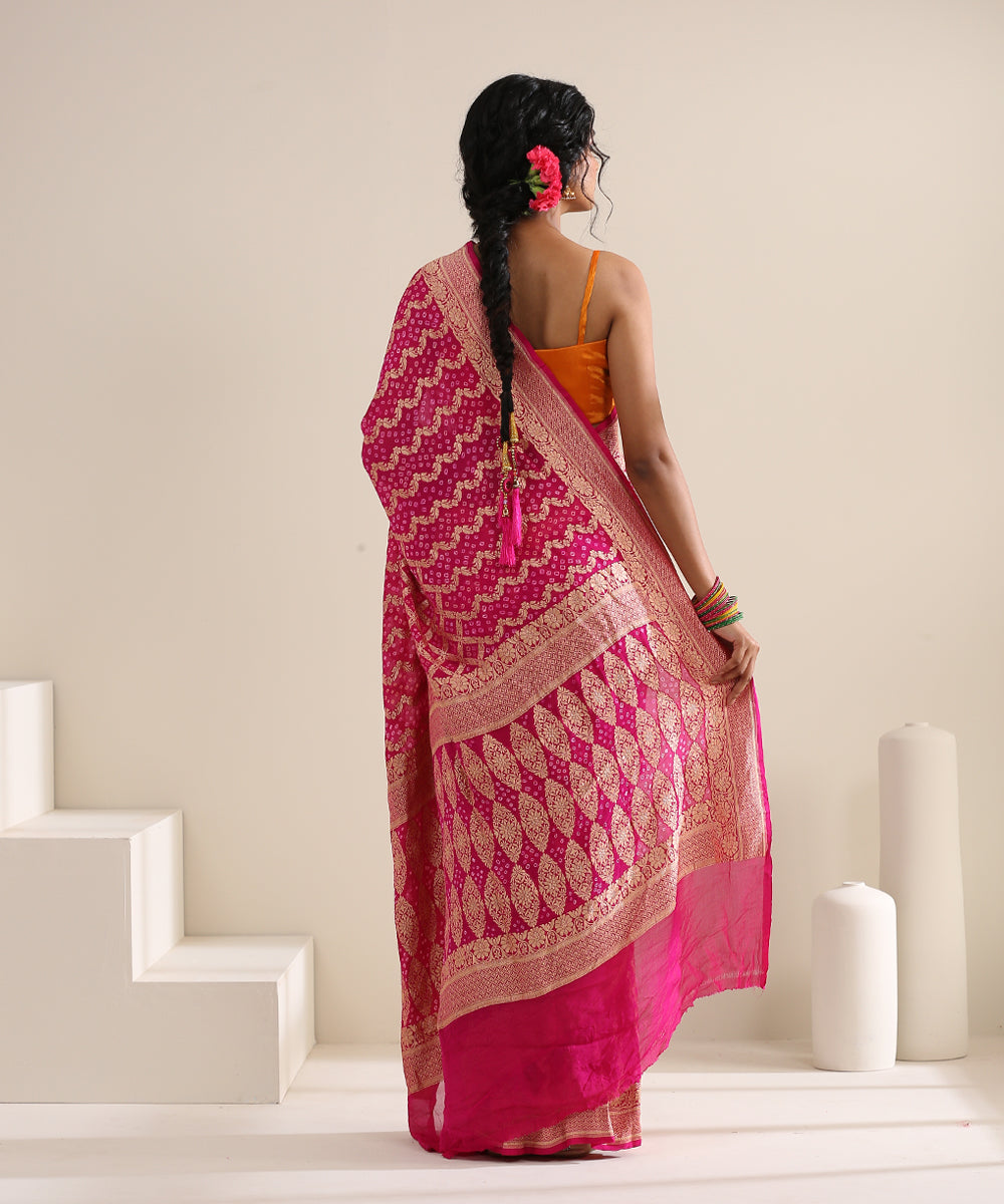 Handloom_Pink_Georgette_Banarasi_Bandhej_Saree_With_Intricate_Cutwork_Weave_WeaverStory_03