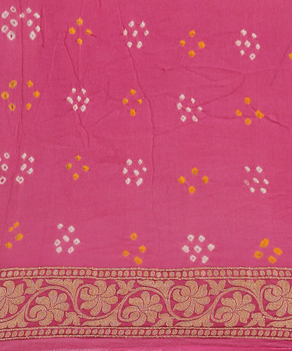 Pink_Handloom_Georgette_Banarasi_Bandhej_Saree_With_Floral_Jaal_WeaverStory_05