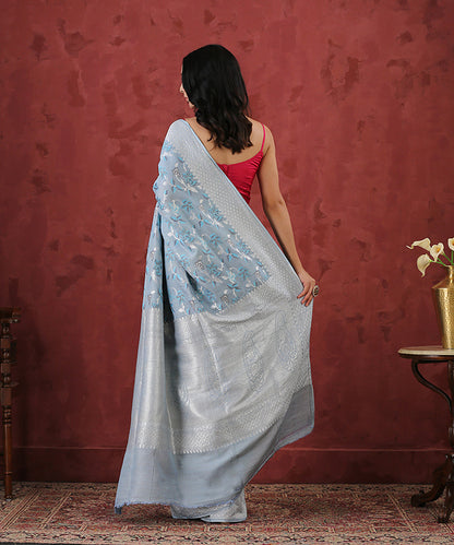 Light_Blue_Handloom_Tussar_Georgette_Saree_with_Meenakari_Jaal_WeaverStory_03