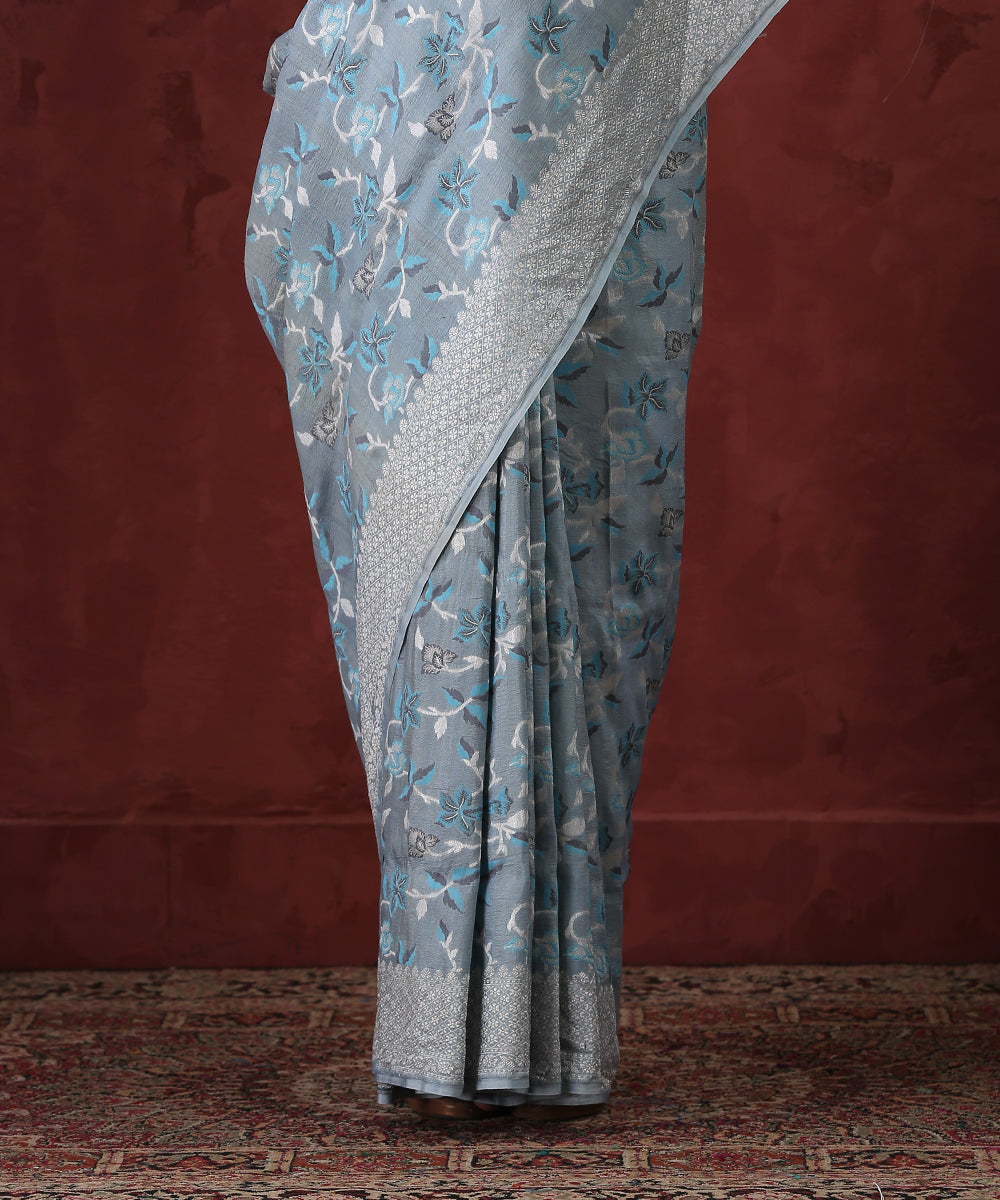 Light_Blue_Handloom_Tussar_Georgette_Saree_with_Meenakari_Jaal_WeaverStory_04