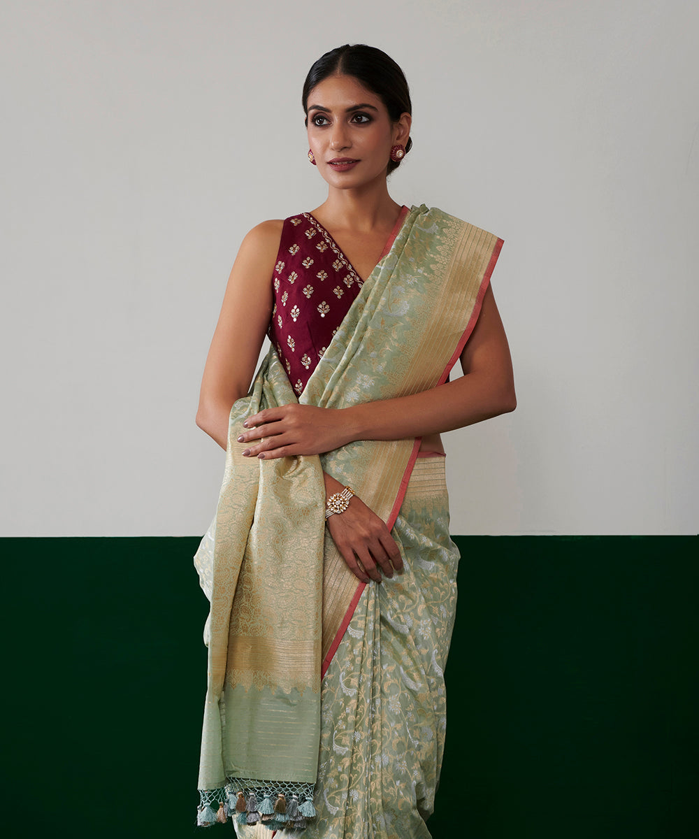 Pista_Green_Handloom_Pure_Katan_Silk_Handloom_Banarasi_Jangla_With_Intricate_Weave_WeaverStory_01