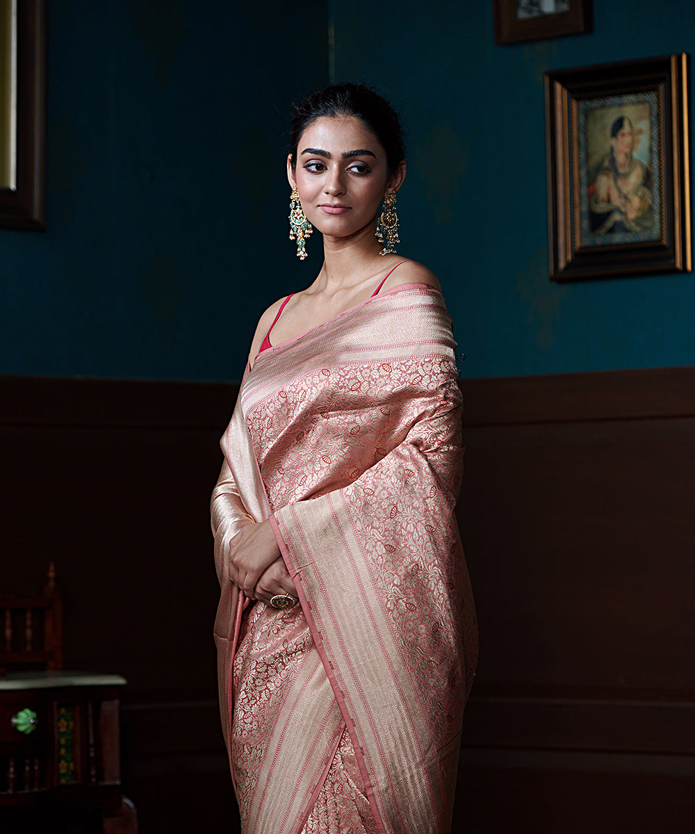 Rose_Pink_Handloom_Kimkhab_Pure_Katan_Silk_Banarasi_Saree_With_Meenakari_Floral_Motifs_WeaverStory_01
