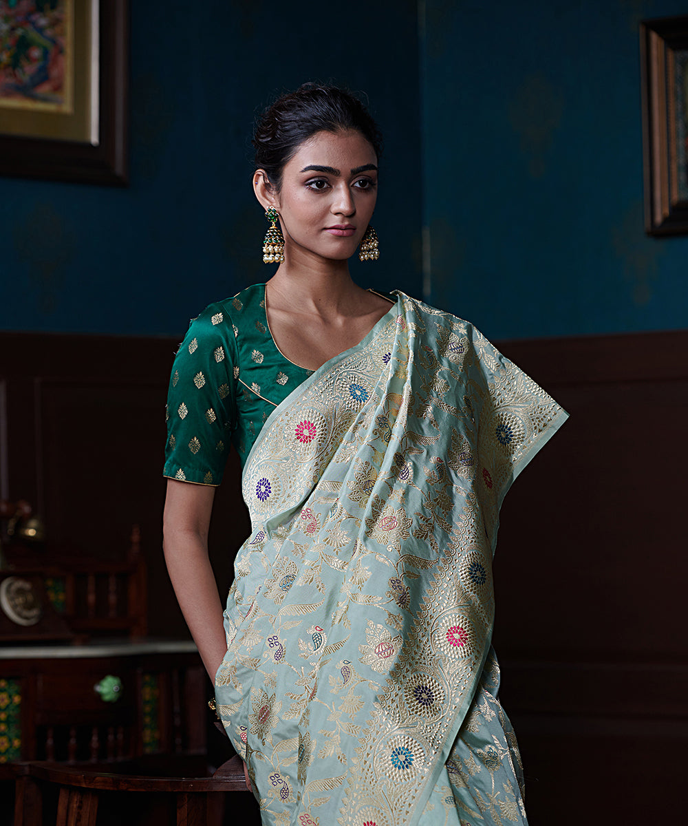 Light_Green_Handloom_Pure_Katan_Silk_Banarasi_Saree_With_Meenakari_Kadhwa_Jaal_WeaverStory_01