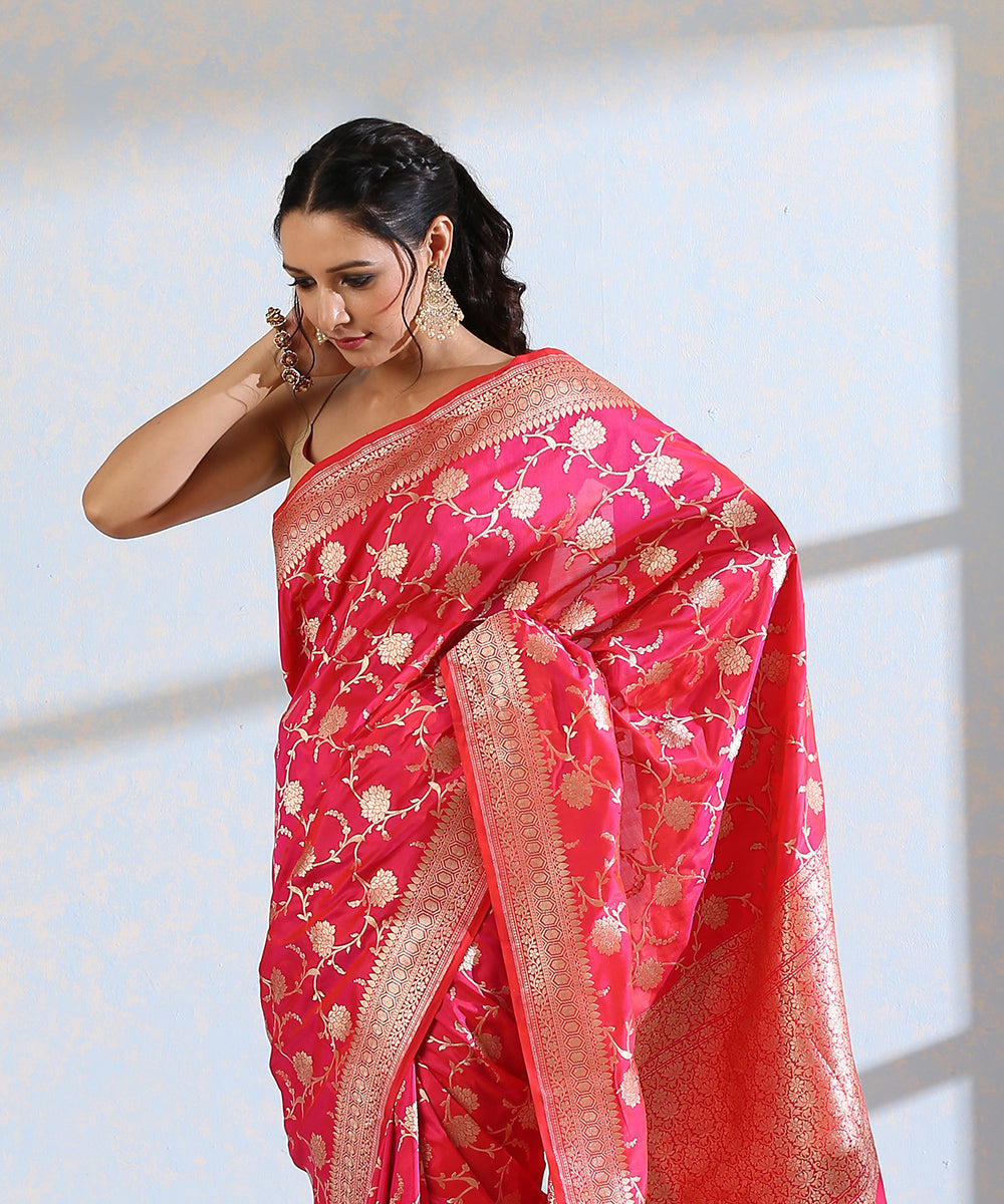 Handloom_Pink_Pure_Katan_Silk_Banarasi_Saree_with_Over_all_Zari_Jaal_WeaverStory_01