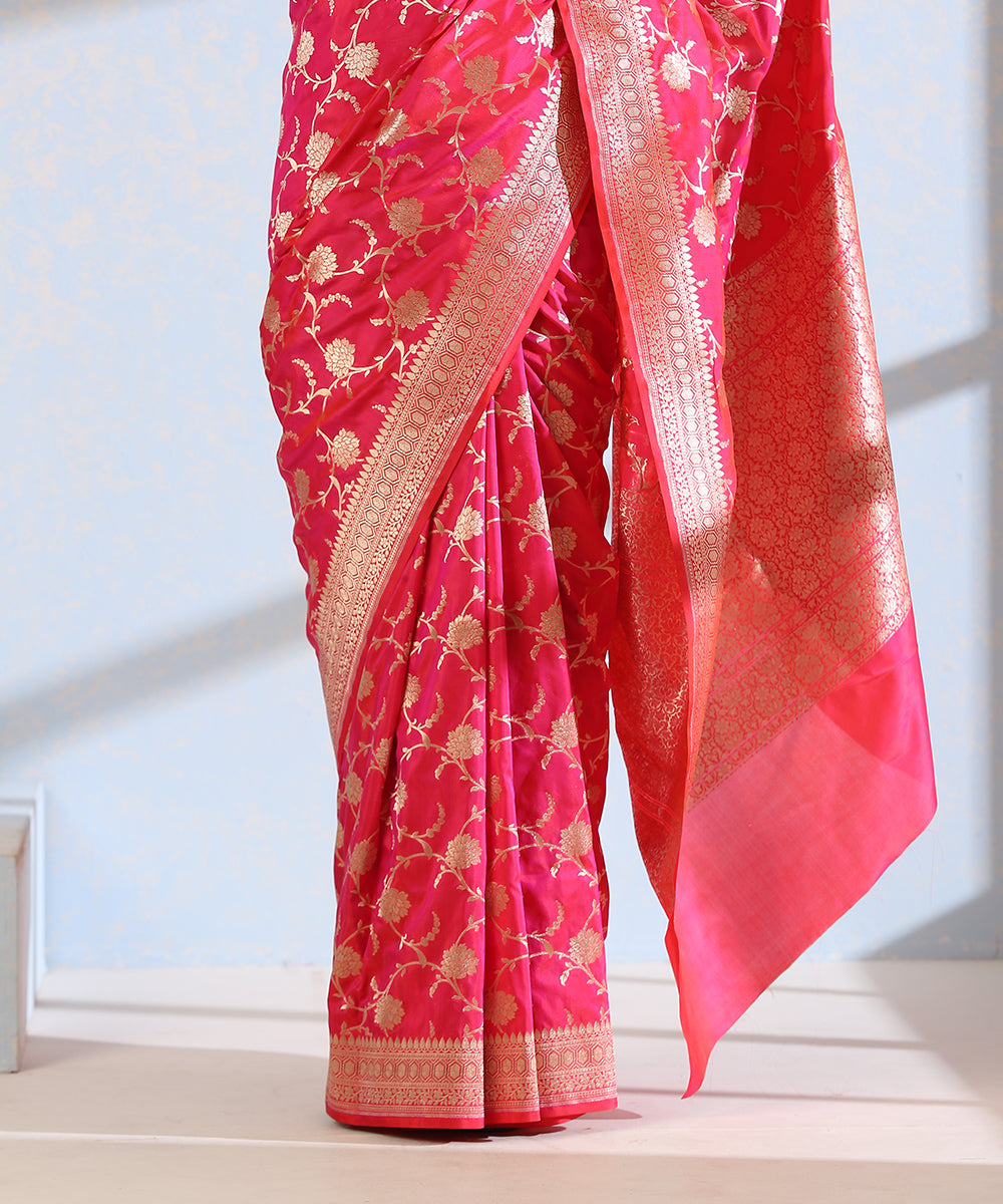 Handloom_Pink_Pure_Katan_Silk_Banarasi_Saree_with_Over_all_Zari_Jaal_WeaverStory_04