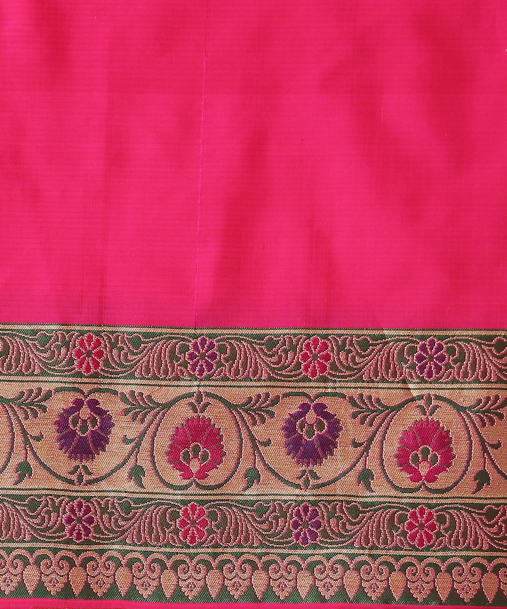 Pink_Handloom_Pure_Katan_Silk_Meenakari_Banarasi_Patola_Saree_With_Floral_Paithani_Border_WeaverStory_05