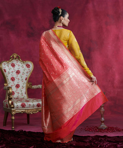 Pink_Handloom_Pure_Katan_Silk_Zari_Banarasi_Saree_With_Floral_Kadhwa_Border_WeaverStory_03