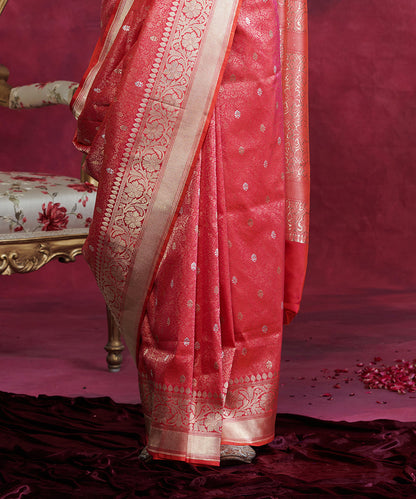 Pink_Handloom_Pure_Katan_Silk_Zari_Banarasi_Saree_With_Floral_Kadhwa_Border_WeaverStory_04