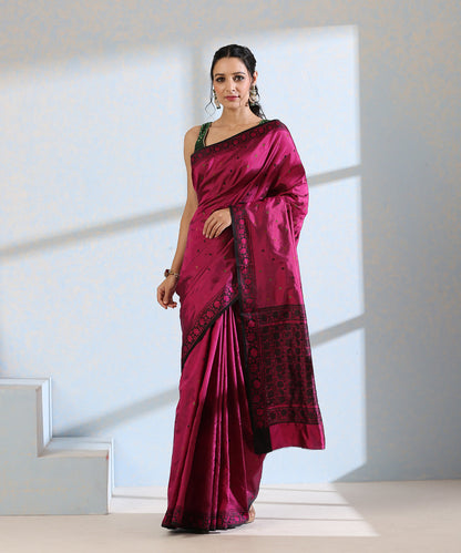 Handloom_Purple_Pure_Katan_Silk_Resham_Booti_Banarasi_Saree_WeaverStory_02