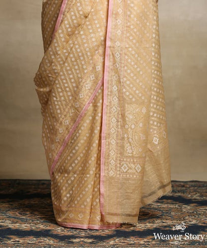 Beige_Handloom_Pure_Cotton_Banarasi_Jamdani_Saree_With_Aada_Jaal_WeaverStory_04