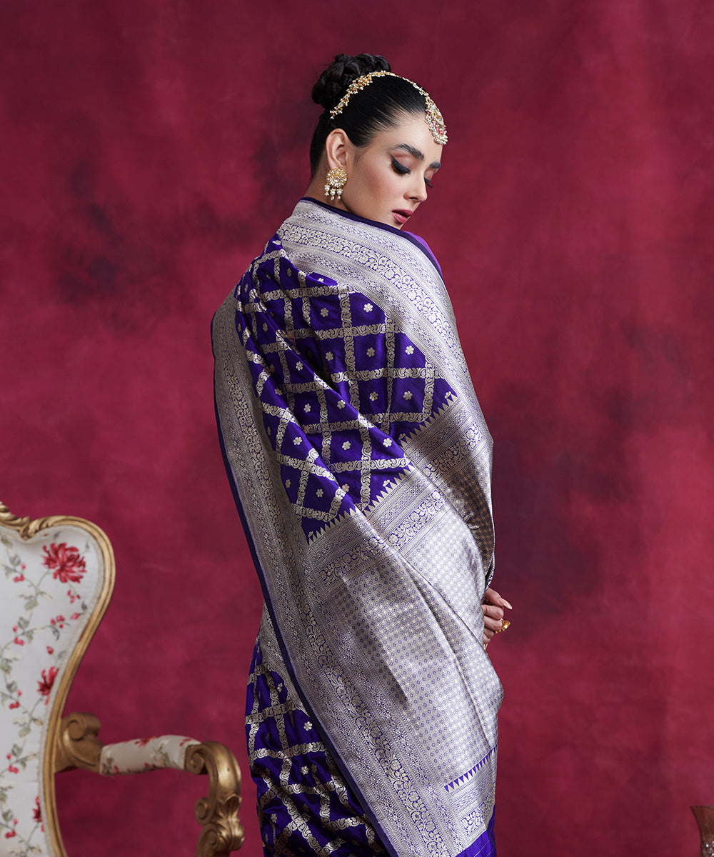 Purple_Handloom_Pure_Katan_Silk_Banarasi_Saree_With_Gold_Zari_Jaal_WeaverStory_01