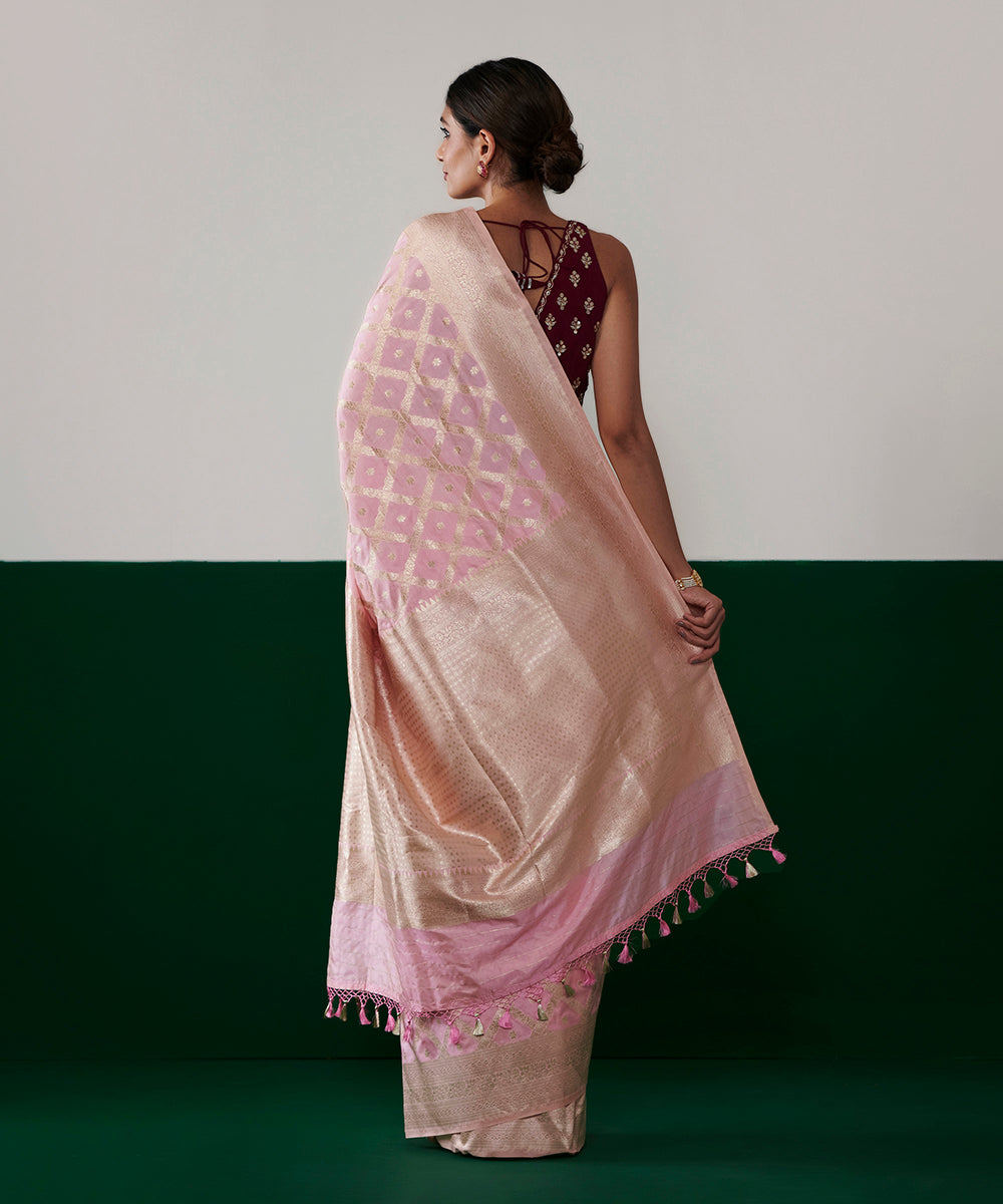 Pink_Handloom_Pure_Katan_Silk_Banarasi_Saree_With_Gold_Zari_Jaal_WeaverStory_03