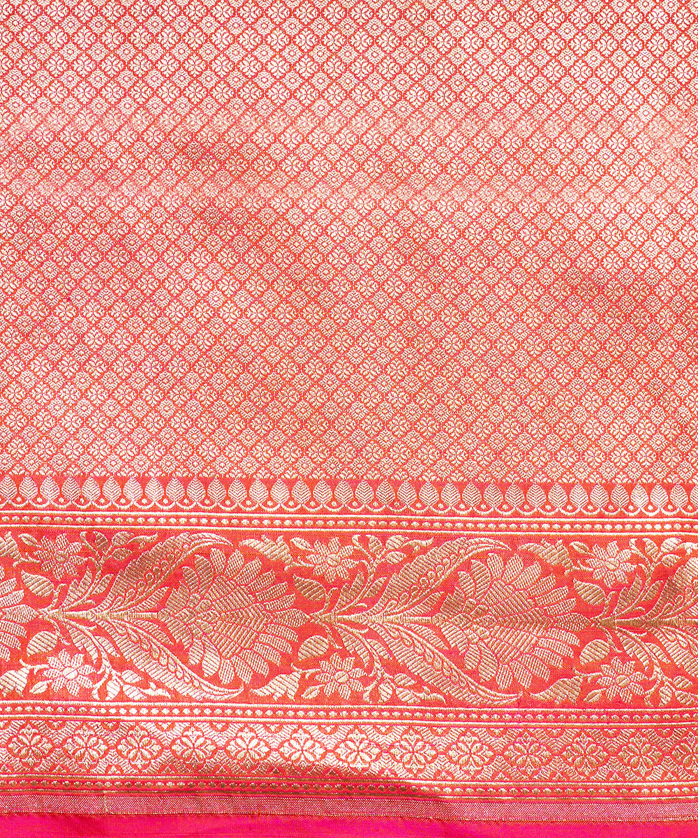 Hot Pink Handloom Pure Katan Silk Banarasi Saree With Sona Rupa Jaal