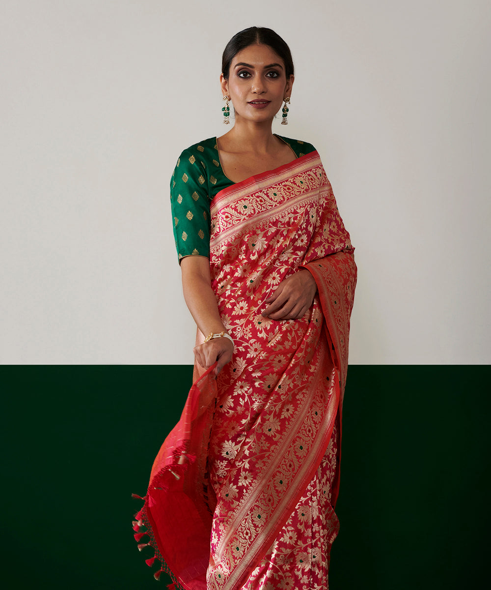 Pink_Handloom_Pure_Katan_Silk_Banarasi_Saree_With_Jangla_And_Meenakari_WeaverStory_01